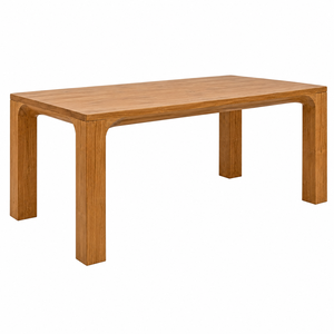 Table à manger rectangulaire contemporaine en teck massif, écologique, avec coins concaves en relief, pieds carrés, 10 places, pour villa ou hôtel - Product Image 2