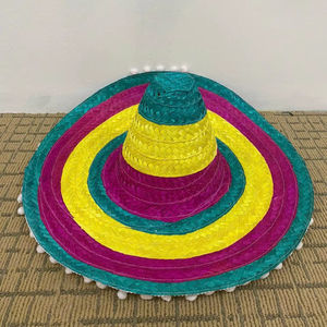 หมวกสานปีกกว้างสไตล์เม็กซิกัน ตกแต่งด้วยงานปักมือสีสันสดใส เหมาะสำหรับงานปาร์ตี้ ชุดแฟนซี หรืองานเทศกาล - Product Image 1