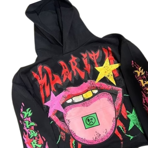 Sudadera con Capucha Gráfica para Hombre, Estampado de Letras Góticas, Sudadera con Capucha de Algodón Grueso, Ropa Urbana de Moda, Prendas OEM - Product Image 2