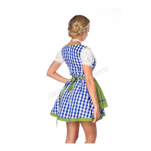 Women Floral Print Dirndl Dress 3 Piece Bavarian Oktoberfest Costume <b>White</b> <b>Lace</b>-Up Beige Apron Trachten Outfit - Product Image 3