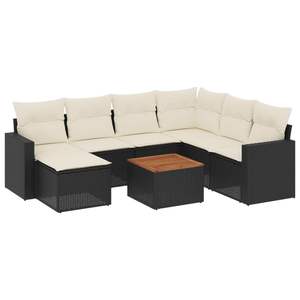 Black Garden <b>Sofa</b> <b>Set</b> With Cushions UV Resistant PE Rattan Outdoor Furniture Contemporary Design Waterproof Garden Use - Product Image 2