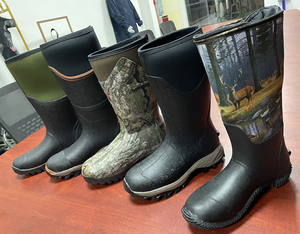 Bottes de chasse camouflage pour hommes, tige en PU, doublure en mesh, semelle extérieure en caoutchouc imperméable, bout fermé, utilisation en extérieur toute saison - Product Image 3