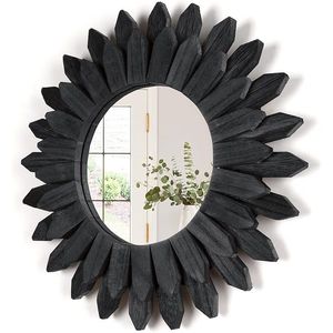 Specchio da Parete Decorativo in Legno Boho da 12 Pollici Nero per Arredamento Casa, Camera da Letto e Soggiorno - Product Image 1