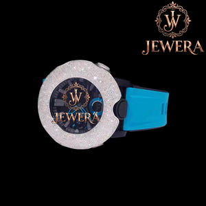 Montre de luxe en moissanite bleue de qualité export, avec bracelet en caoutchouc, pour la mode urbaine et les occasions spéciales, disponible à prix export - Product Image 2