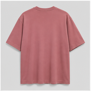 เสื้อยืดคอกลมแขนสั้นทรงหลวมโอเวอร์ไซส์ผ้าฝ้ายวิสโคสสีชมพูอมเทาแบบสั่งทำพิเศษสำหรับผู้ชาย รุ่น MTS-OVR-0038 - Product Image 2