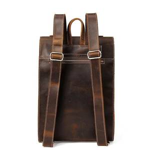 Functional Vintage Leather <b>Backpack</b> <b>Waterproof</b> Anti-Theft Laptop Rucksack Genuine Leather Satchel LBP-0380 - Product Image 2