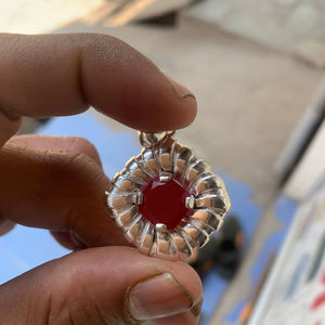 Collier de style vintage avec pierres précieuses, rubis, bijoux de luxe, collier et pendentif de mariage pour femmes, bijoux en argent allemand - Product Image 1