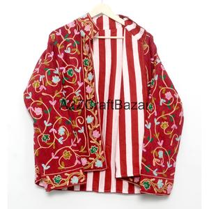 เสื้อแจ็คเก็ตผ้าฝ้ายปักลายอินเดียสำหรับผู้หญิง ฤดูใบไม้ผลิ/ฤดูใบไม้ร่วง/ฤดูหนาว เป็นมิตรกับสิ่งแวดล้อม ระบายอากาศได้ดี แห้งเร็ว แขนยาว ความยาวปกติ - Product Image 6