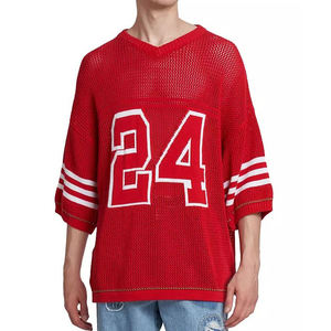 Custom LOGO <b>Men</b> Hollow Out Sweater Summer Short Sleeve Crew Neck Knitwear Football <b>Pullover</b> Casual Jumper <b>Men</b> Knitted Jersey - Product Image 2