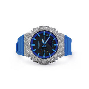 Elegante Reloj de Lujo de la Colección Exclusiva Half Iced Out Diamond con Correa de Goma para Toda Ocasión - Product Image 1