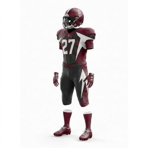 Uniforme de football américain personnalisé noir rouge blanc, impression par sublimation, polyester respirant, maillot pour homme adulte, numéro 27 - Product Image 3