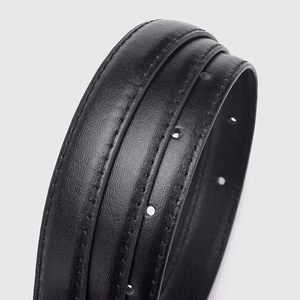 เข็มขัดหนังวัวสีดำพร้อมหัวเข็มขัดเงินทรงสี่เหลี่ยมสไตล์ลำลอง - Product Image 5