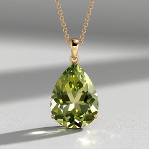 14K Solid Gold Luxury Pear Shape <b>Green</b> Gemstone Pendant <b>Necklace</b> with for Certification for Women - Product Image 5