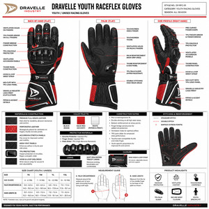 Guantes de Carreras de Cuero Genuino con Protección de Palma de Fibra de Carbono, Cierre Transpirable de Velcro, Unisex para Motociclismo - Product Image 5