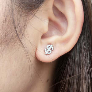 Boucles d'oreilles clous en argent sterling 925 avec zircon, style hip-hop, forme dollar, pour femmes et hommes, cadeau de mariage, bijoux fins pour soirée, effet glacé - Product Image 2