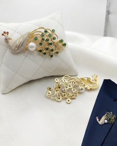 Elegante Broche de Perlas Doradas con Piedras Preciosas Coloridas y Circonitas, Pin de Solapa, Joyería para Mujeres y Hombres - Product Image 2