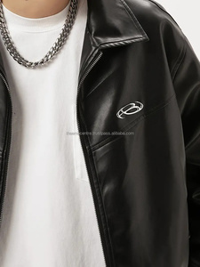 OEM Service Custom Made Logo Hombres Chaqueta de cuero genuino Uso de invierno Cremallera Hombres Chaqueta de cuero de moda para hombres - Product Image 4