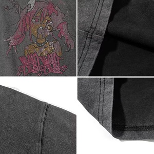 เสื้อยืดโอเวอร์ไซส์ลายกราฟิกสไตล์วินเทจสำหรับผู้ชาย ตกแต่งด้วยคริสตัล สไตล์ฮิปฮอป สตรีทแวร์ ผ้าคอตตอนหนานุ่ม ซักแบบวินเทจ ขายส่ง - Product Image 4