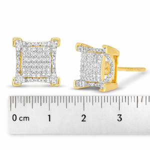 Pendientes de tuerca con diamantes cultivados en laboratorio, oro macizo de 10K con baño de rodio, estilo clásico, unisex, regalo para aniversario o fiesta - Product Image 2