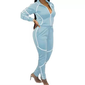 Chándal deportivo personalizado para mujer, verde, manga larga, cuello en V, cierre frontal, estilo deportivo, con bolsillos laterales, ajuste elástico, para verano. - Product Image 2
