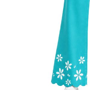 Pantalones Anchos de Mezclilla con Bordado Floral Turquesa para Mujer, Cintura Alta, Algodón, Estilo Palazzo, Personalizados, OEM, Marca Privada, Moda Casual - Product Image 3