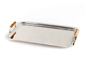 Plateau en métal artisanal de qualité supérieure avec support en bois pour la décoration et le service à domicile pendant le Ramadan, disponible en plusieurs quantités - Product Image 6