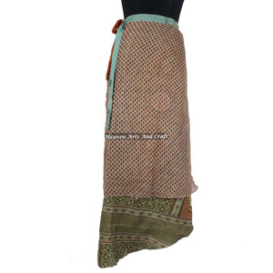 Indian Reversible Sari Wrap <b>Skirt</b> Rajasthani Fancy Reversible Silk <b>Long</b> Wrap <b>Skirt</b> Wholesale Manufacturer - Product Image 2