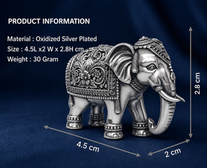 Idole en forme de trompe d'éléphant plaquée argent oxydé 999, 100 % laiton, 4,5 × 2 × 2,8 cm, 30 g, Puja, Décoration d'intérieur et Cadeau - Product Image 2
