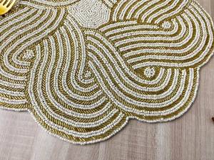 Set de table en polyester et coton fait main, motif bohème perlé, écologique, diamètre 300 mm, pour Noël et le Nouvel An - Product Image 4