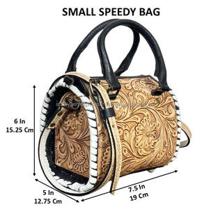 กระเป๋าหนังวัวแท้ลายสลักมือสุดหรูสำหรับผู้หญิง ดีไซน์เก๋ไก๋สไตล์คาวเกิร์ล ใช้สะพายไหล่หรือถือได้ เหมาะสำหรับใช้ในชีวิตประจำวัน - Product Image 2