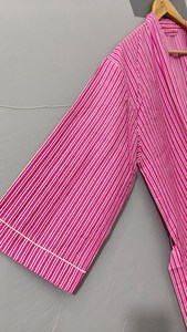 Bata Kimono de Algodón Rosa Floral para Mujer, Manga Larga, Cuello en V, Larga, Ligera, Suave, con Cierre de Cordón, Casual - Product Image 6