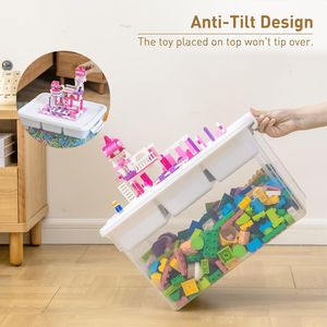 Contenitore di Stoccaggio in Plastica Trasparente da 17 QT con Coperchio Rimovibile, Base per Costruzioni, Organizzatore per Artigianato e Accessori - Product Image 3