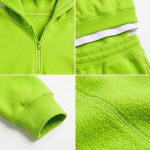 Men 2 Piece Gym Tracksuit Set Quarter <b>Zip</b> Hoodie Fleece Jogger Pants Warm Training Custom OEM Wholesale Manufacturer - Product Image 4