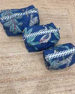 Set 3 Quilted Floral Print Toiletry Bags Large Indian Cotton <b>Canvas</b> Nylon Travel Makeup Pouches Fashion Shaving Kit Vanity Case - Product Image 6