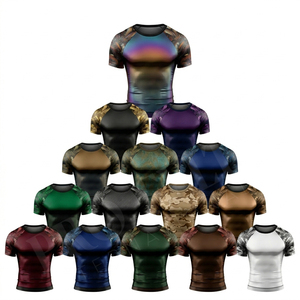 เสื้อรัดรูปขายดีสำหรับผู้ชาย แขนสั้น ระบายอากาศได้ดี พิมพ์ลายทั่วตัว ออกแบบเองได้ เหมาะสำหรับว่ายน้ำและกิจกรรมกลางแจ้ง - Product Image 1