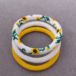 <b>Bangle</b> Wristband Woven Boho Jewelry Bulk Wholesale Low Price Style Solid Color <b>Glass</b> Seed Bead Rope Bracelet Handmade Crochet - Product Image 1