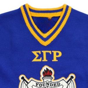 Pull col V SGR bleu roi et jaune, tricot classique, manches longues, chaud, décontracté, style grec, vêtement d'hiver - Product Image 5