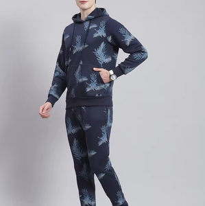 ชุดวอร์มมีฮู้ดพิมพ์ลายสำหรับผู้ชาย – เสื้อสเวตเชิ้ตลายใบไม้และกางเกงจ็อกเกอร์สตรีทแวร์ชุด 2 ชิ้น - Product Image 1