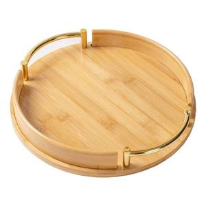 Bandeja Redonda Clásica Hecha a Mano de Madera con Resina, Duradera, para Servir Desayunos y Aperitivos en Bodas - Product Image 1