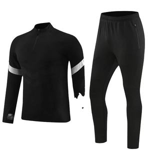Ropa deportiva de otoño para niños, chándal de entrenamiento de fútbol para hombres con chaqueta de manga larga con cremallera, pantalones en blanco, tela polar amigable con el invierno - Product Image 4