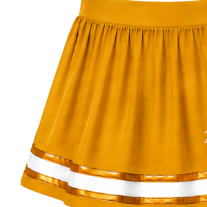 Mustard Yellow Cheerleading <b>Skirt</b> Pleated Athletic Uniform <b>Skirt</b> With Striped Trim Team Performance Wear Custom Sports Apparel - Product Image 3