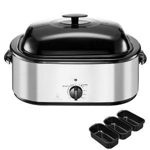 24QT <b>Electric</b> Countertop Turkey Roaster Oven 150-450 Fahrenheit Adjustable Temp 3 Bin Buffet Server Roasting <b>Pan</b> - Product Image 1