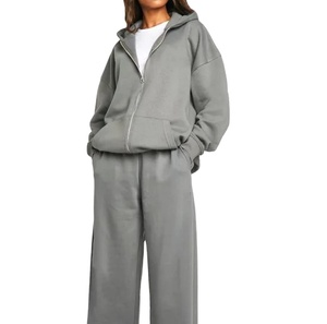 Proveedor de sudaderas con capucha de mujer de forro polar de gimnasio con estampado personalizado Sudadera con capucha de talla grande con cremallera completa con dos bolsillos - Product Image 1