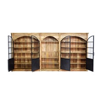 Meuble de présentation de luxe au design industriel, classique, avec triple cadre en bois, panneau en fer et porte vitrée, durable et de haute qualité pour la maison