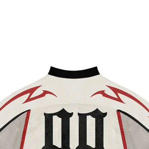 เสื้อเจอร์ซีย์อเมริกันฟุตบอลทีมชาติแบบตาข่าย คอวี ระบายอากาศได้ดี แขนสั้น ยูนิเซ็กซ์ สีขาว แดง ดำ พิมพ์หมายเลข 00 - Product Image 5