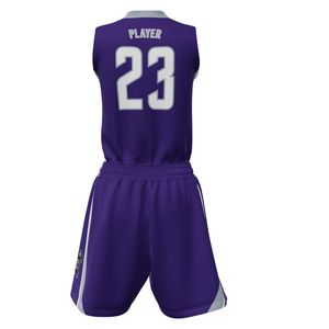 Uniforme de Baloncesto Personalizado al por Mayor, Color Morado, Transpirable, de Secado Rápido, en Poliéster, para Deportes de Equipo, Sublimación, OEM, ODM - Product Image 3