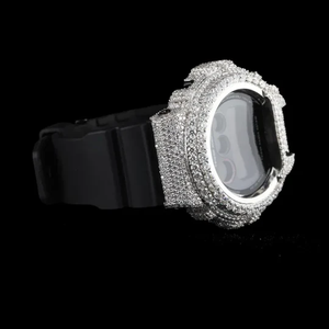 Montre de luxe Moissanite Iced Out, cadran numérique noir, finition argentée, bracelet en silicone, montre de créateur Hip Hop tendance - Product Image 6