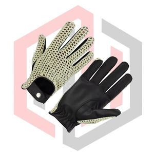 Gants de conduite en cuir tricotés noirs antidérapants, respirants, antistatiques, résistants aux déchirures, avec poignet réglable pour conducteurs - Product Image 2