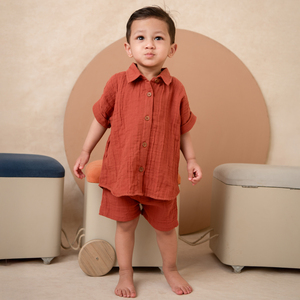Conjunto de Muselina Orgánica Cot & Candy Jhabla, Camisa Holgada Picante con Pantalones Cortos para Bebés de 0 a 3 Meses, Conjuntos de Ropa de Verano para Bebés - Product Image 6