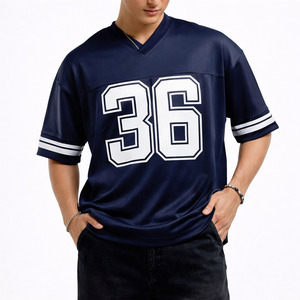 Camiseta deportiva transpirable con cuello en V estilo Y2K, jersey de fútbol americano azul marino, talla grande, con sublimación de número 36, OEM USA - Product Image 1
